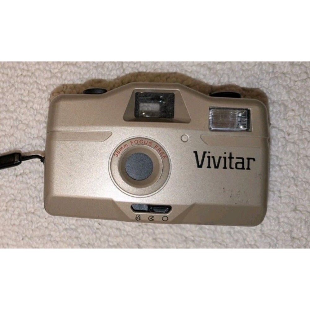 Vivitar Gold Point and Shoot Film Camera 35mm Focus - Tested Working Strap